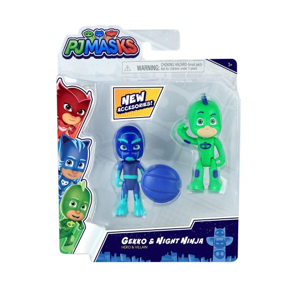 Pack de 2 Héroes Pyjamasques de 7.5 cm + 1 Figura Villana con Accesorios Gluglu & Kevin on Sale