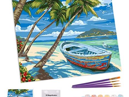 TAHEAT Pintura al Óleo por Números para Adultos - Paisaje de Playa en Lienzo de 16 x 20 pulgadas, Sin Marco, con Pinceles y Pinturas Acrílicas Hot on Sale