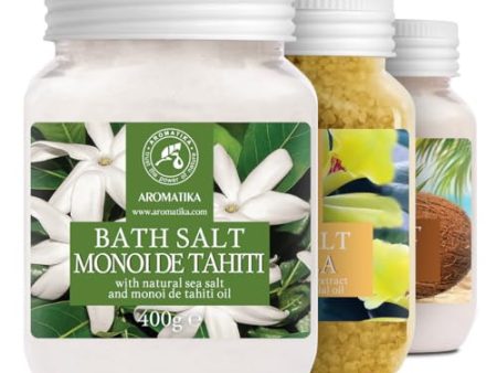 (1 Unidad Modelo Aleatorio) Sal de Baño 100% Natural con Aceite de Monoi de Tahiti - Vainilla y Coco - Para Sueño Reparador, Alivio del Estrés y Relajación Embalaje Deteriorado Sale